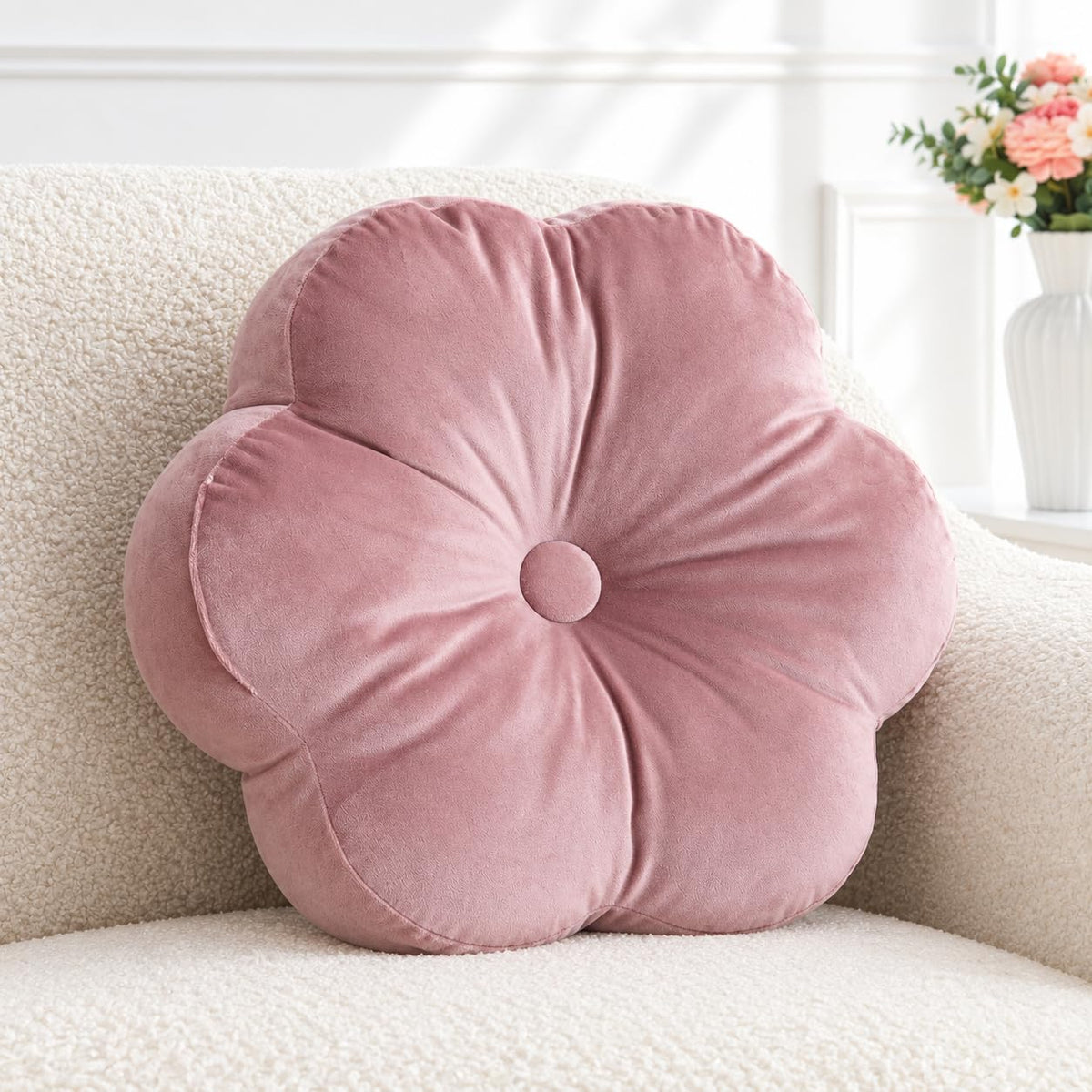 ARTMAGIC Flower Shaped Throw Pillow Velvet Cute Decorative Throw Pillows