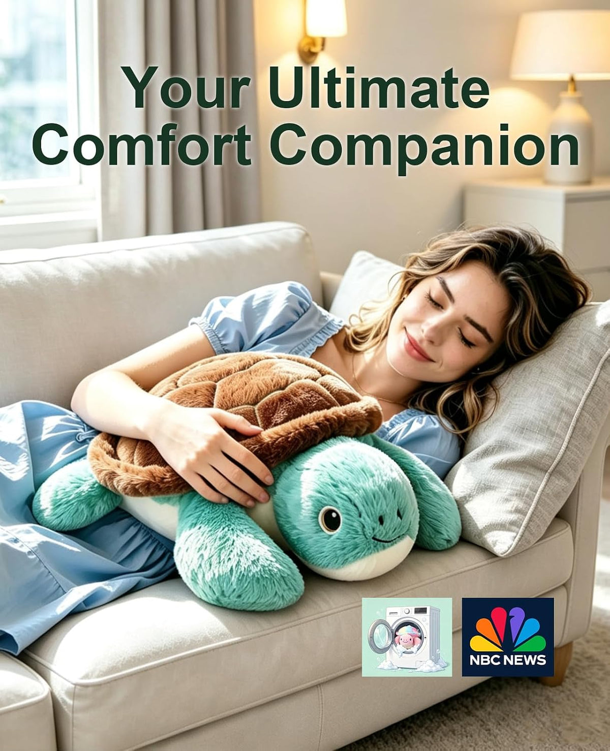 gnomantic Turtle Weighted Stuffed Animals, Plush Pillow for Kids