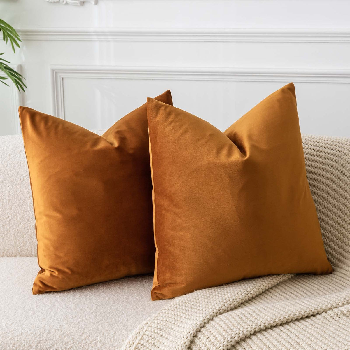 Velvet Throw Pillow Covers 18x18 for Couch Bed Sofa,Eggplant Purple