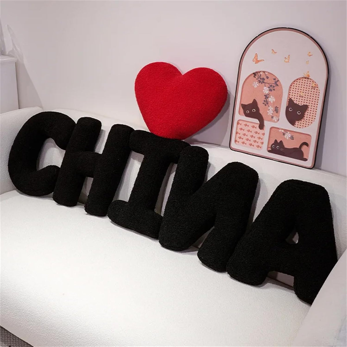 MOJUN Black Letter Pillows Cute Soft Plush Initial Letter Throw Cushion Decorative English Alphabet A to Z Letter Hugging Throw Pillows for Sofa Couch Bed Car Living Room Decoration Photo Prop, H