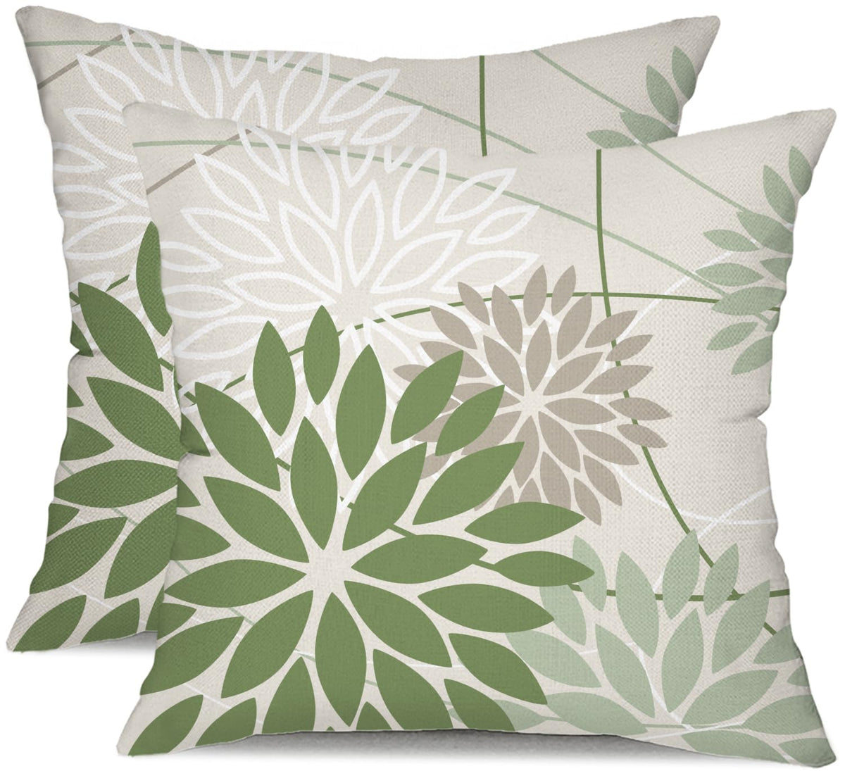 DFXSZ Blue Gray Floral Outdoor Pillow Covers 18x18 Set of 2 Waterproof