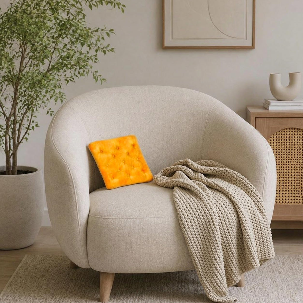 Cheese Cracker Plush Toy, 10 Inch Soft Funny Food Plushie Pillow, Cute Cuddly Sandwich Crackers Snack Decor Gift for Kids and Adults