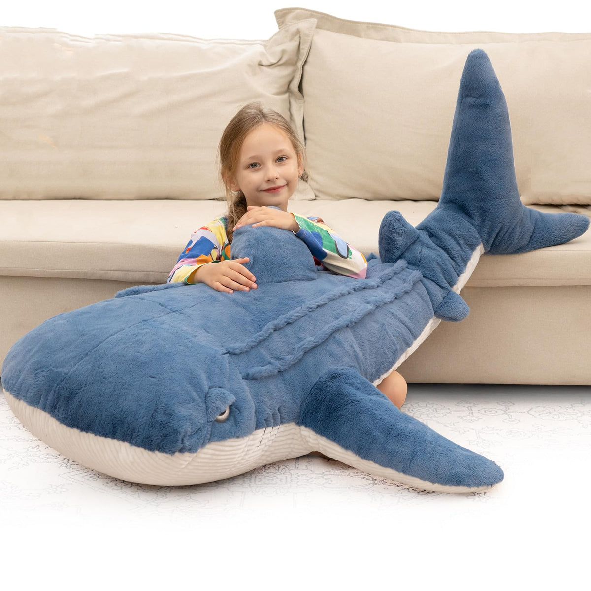Tezituor 43" Pink Whale Stuffed Animal, Giant Whale Plush Pillow for Girls