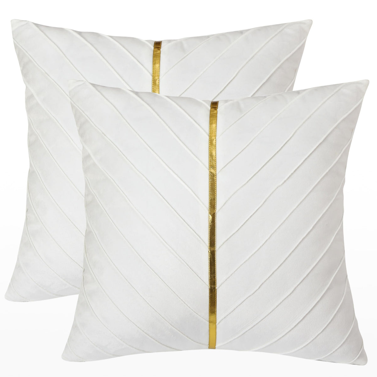 Velvet Throw Pillow Covers 18x18 Pack of 2 Gold Decor Olive Green