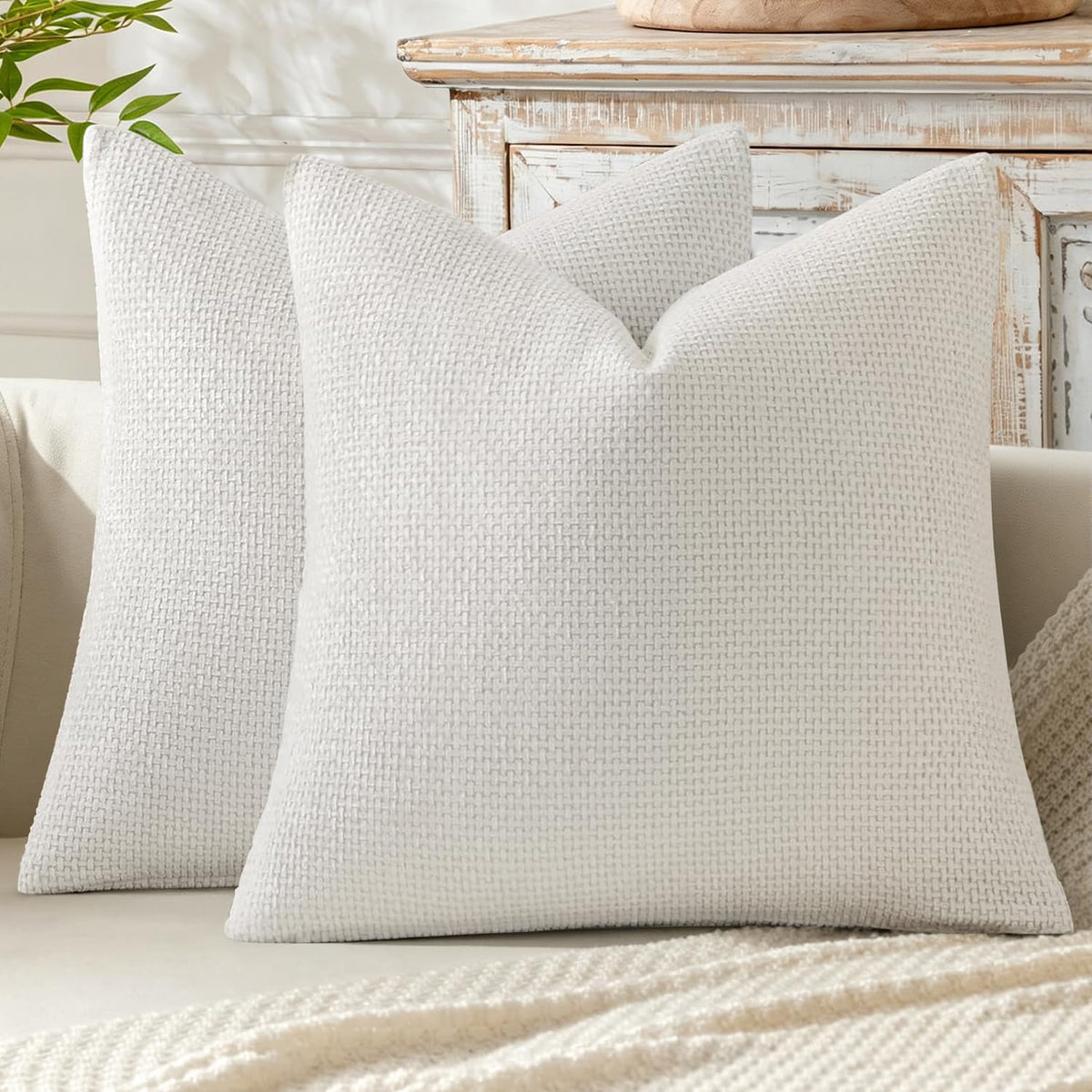 MIULEE Decorative Couch Throw Pillow Covers 20x20 Inch Neutral Beige 2 Pack