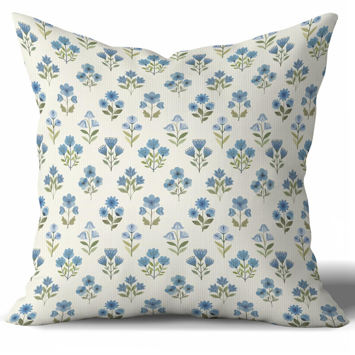 Vintage Blue Floral Throw Pillow Covers 18x18inch,William Morris Inspired Botanical Art Decorative Pillowcase Cushion Cover for Sofa Living Room Bed,Square Home Decor