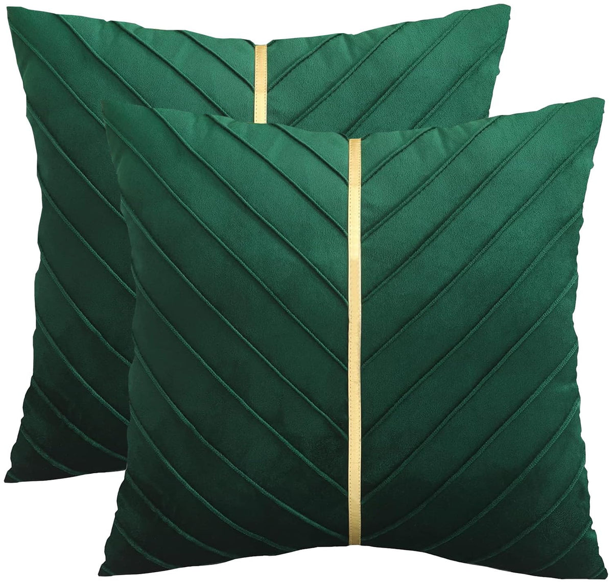 Velvet Throw Pillow Covers 18x18 Pack of 2 Gold Decor Olive Green
