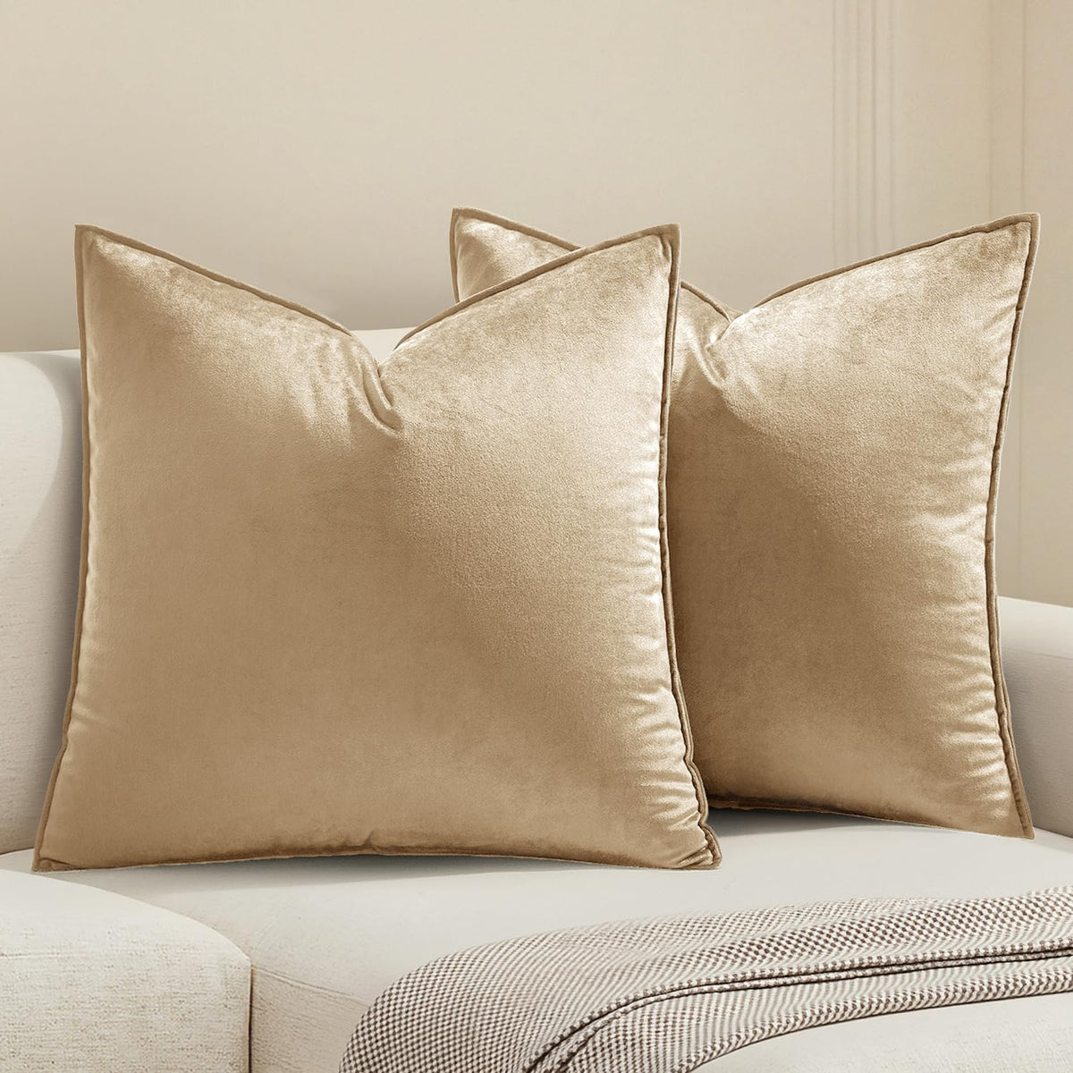 MIULEE Decorative Brown Velvet Throw Pillow Covers for Couch 18x18 Inch