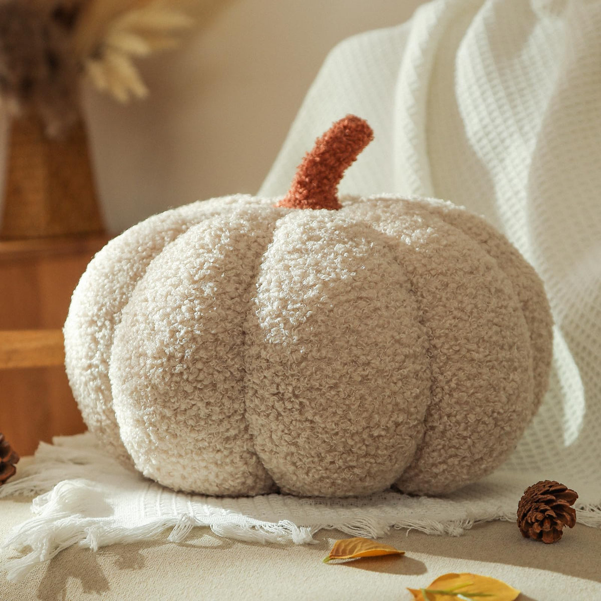 YRXRUS Halloween Pumpkin Pillows, Brown Pumpkin Shaped Throw Pillows Gifts, Fall Room Decoration, Small Cute Halloween Pillow, Teddy Fleece Small Cute 4x7 Inches Pillow for Natural Decor