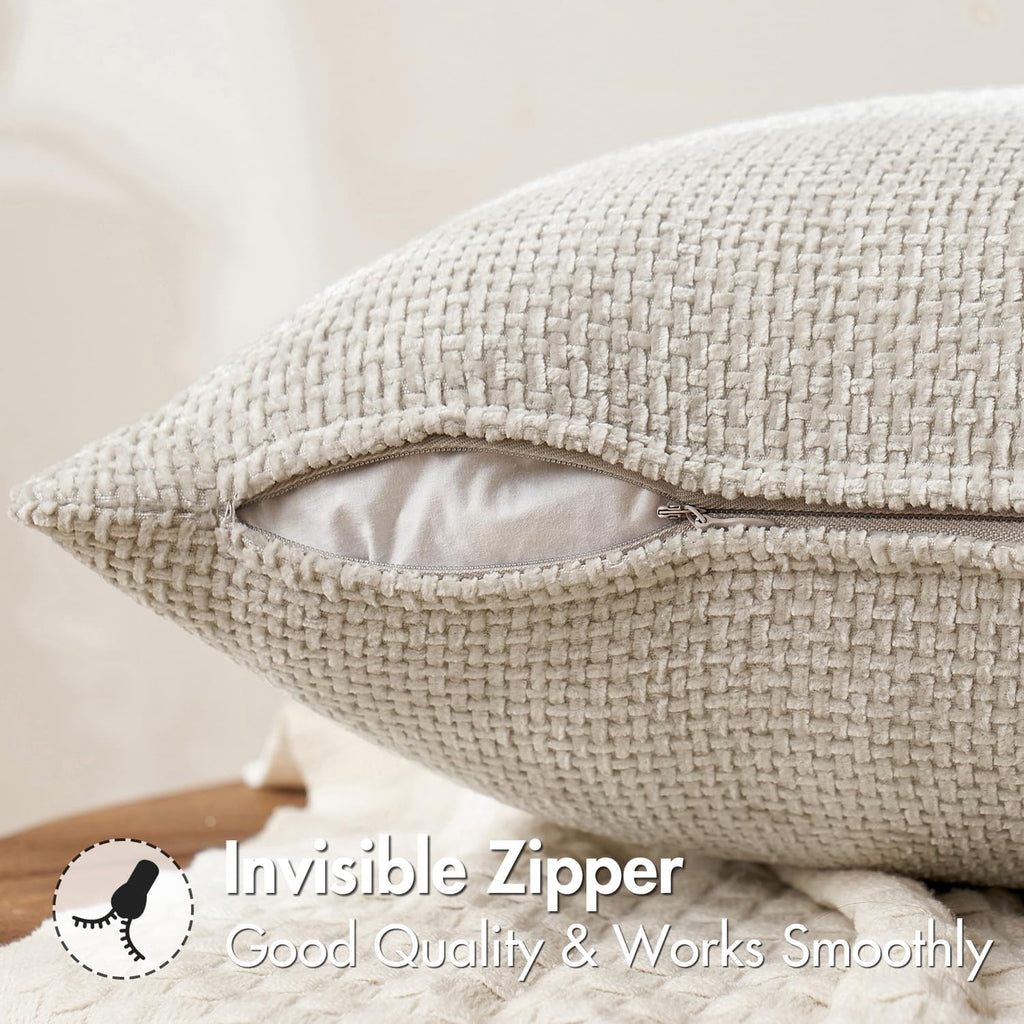 MIULEE Decorative Couch Throw Pillow Covers 20x20 Inch Neutral Beige 2 Pack