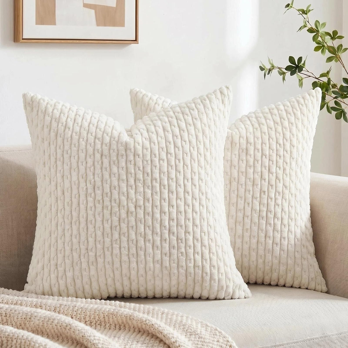 Fancy Homi 2 Packs Blush Pink Decorative Throw Pillow Covers 18x18 Inch for Couch Bed Sofa, Modern Farmhouse Boho Home Decor, Soft Cute Plush Corduroy Cushion Case 45x45 cm