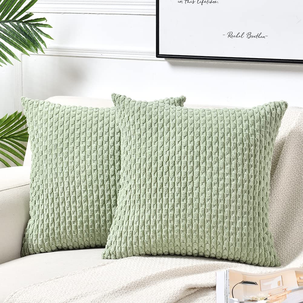 Fancy Homi 2 Packs Blush Pink Decorative Throw Pillow Covers 18x18 Inch for Couch Bed Sofa, Modern Farmhouse Boho Home Decor, Soft Cute Plush Corduroy Cushion Case 45x45 cm
