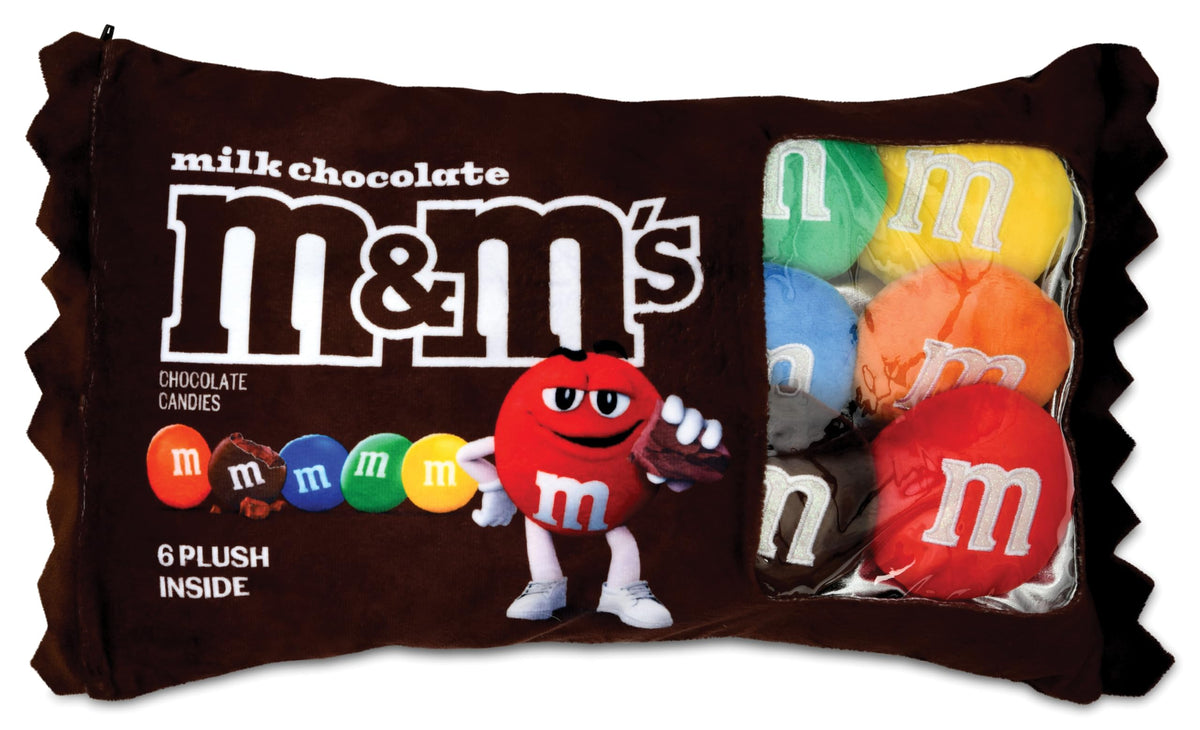 iscream M&M's Package-Shaped Printed Plush Fleece 7-Piece Throw Pillow Set