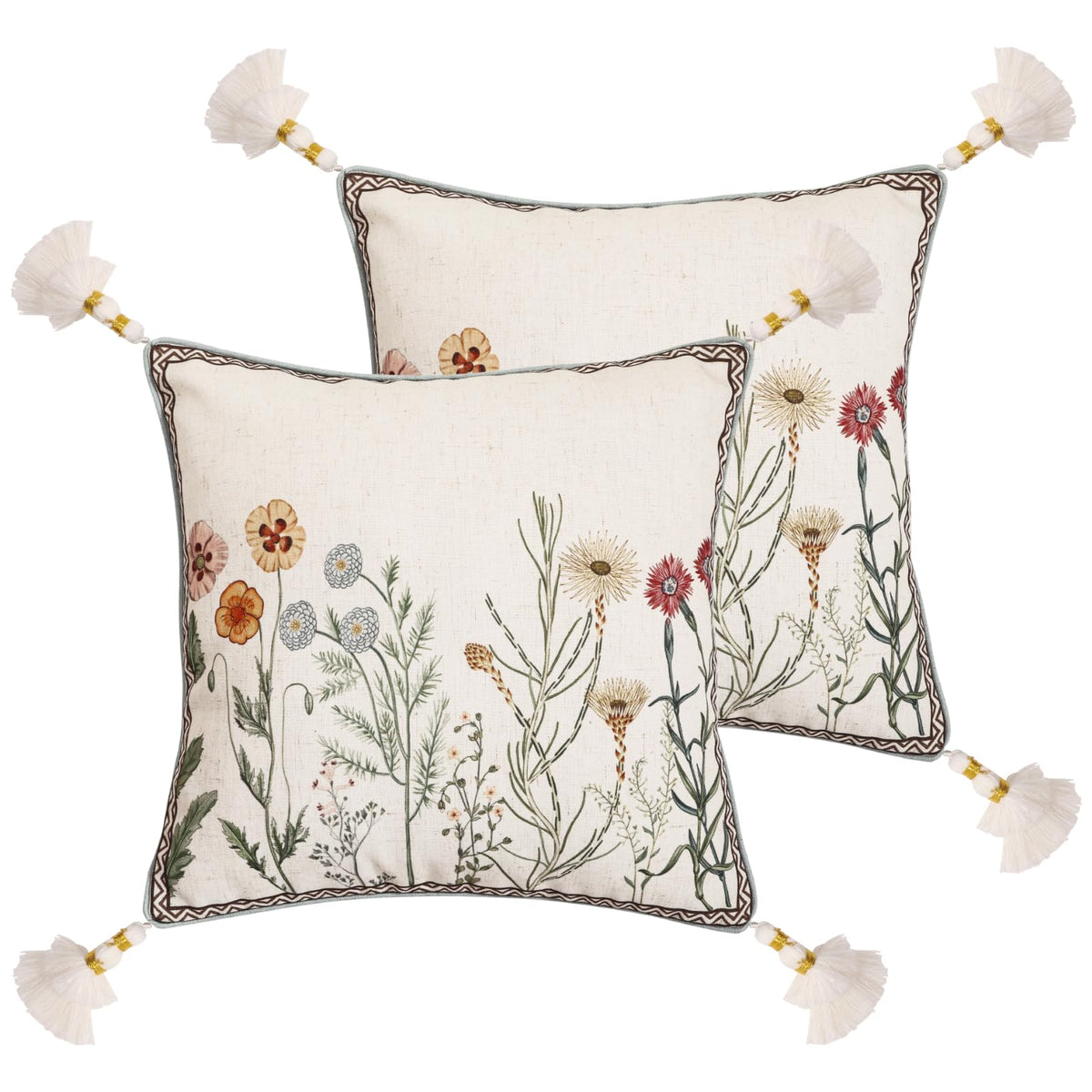 ISAENNE Vintage Elegant Linen Square Throw Pillow Cover,18"x18"-Albano A