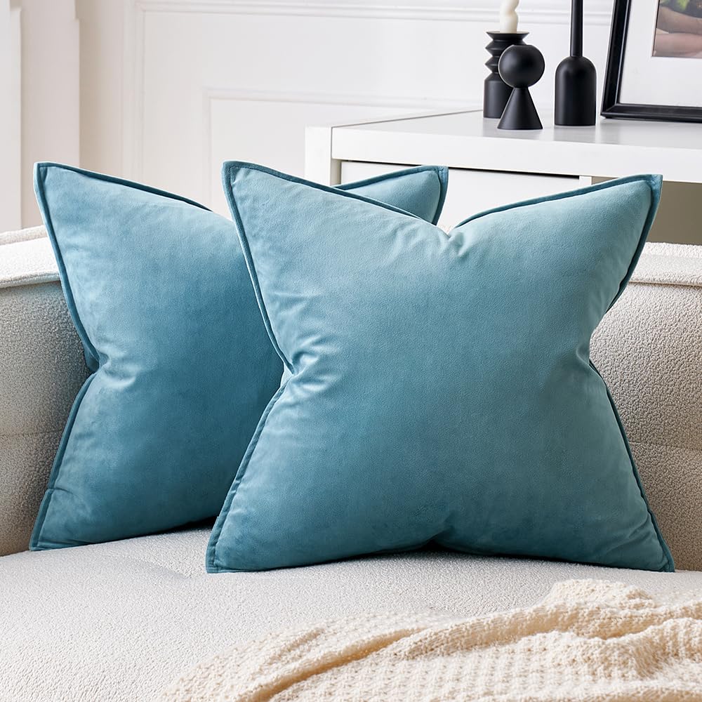 MIULEE Decorative Brown Velvet Throw Pillow Covers for Couch 18x18 Inch
