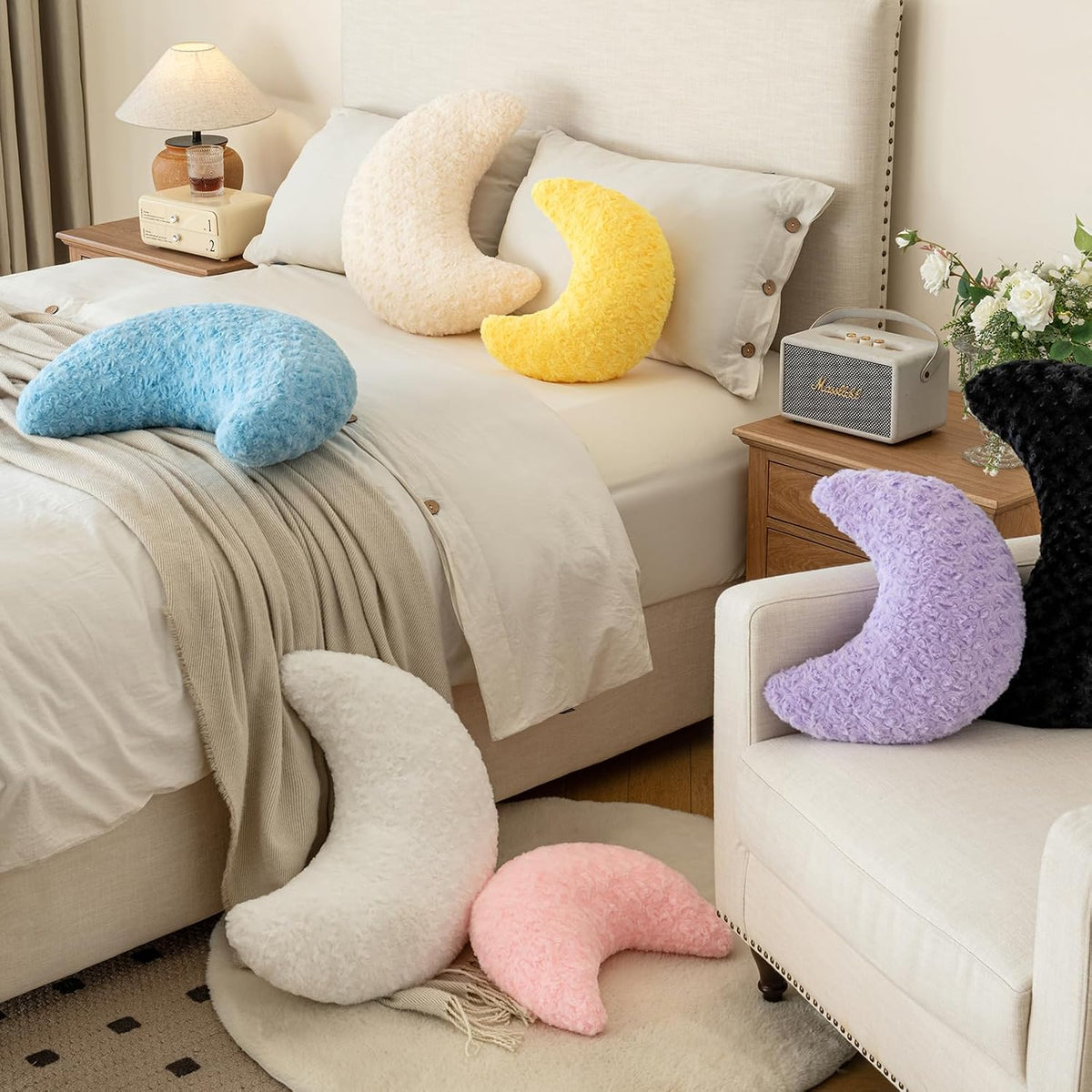 Moon Decorative Throw Pillow with Soft Plush, Lavender Purple, 14.9 Inches