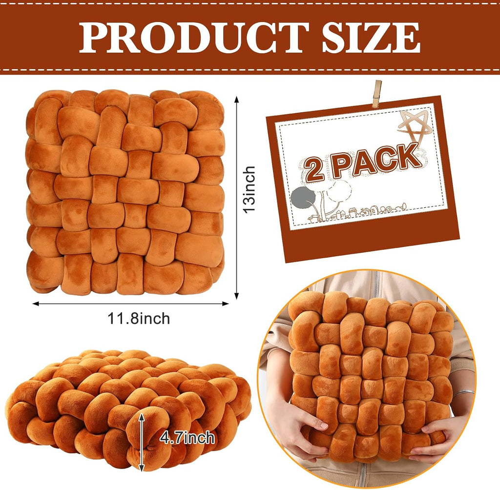 Wenqik 2 Pcs Knot Pillows Square Throw Pillow, Caramel, Crystal Velvet