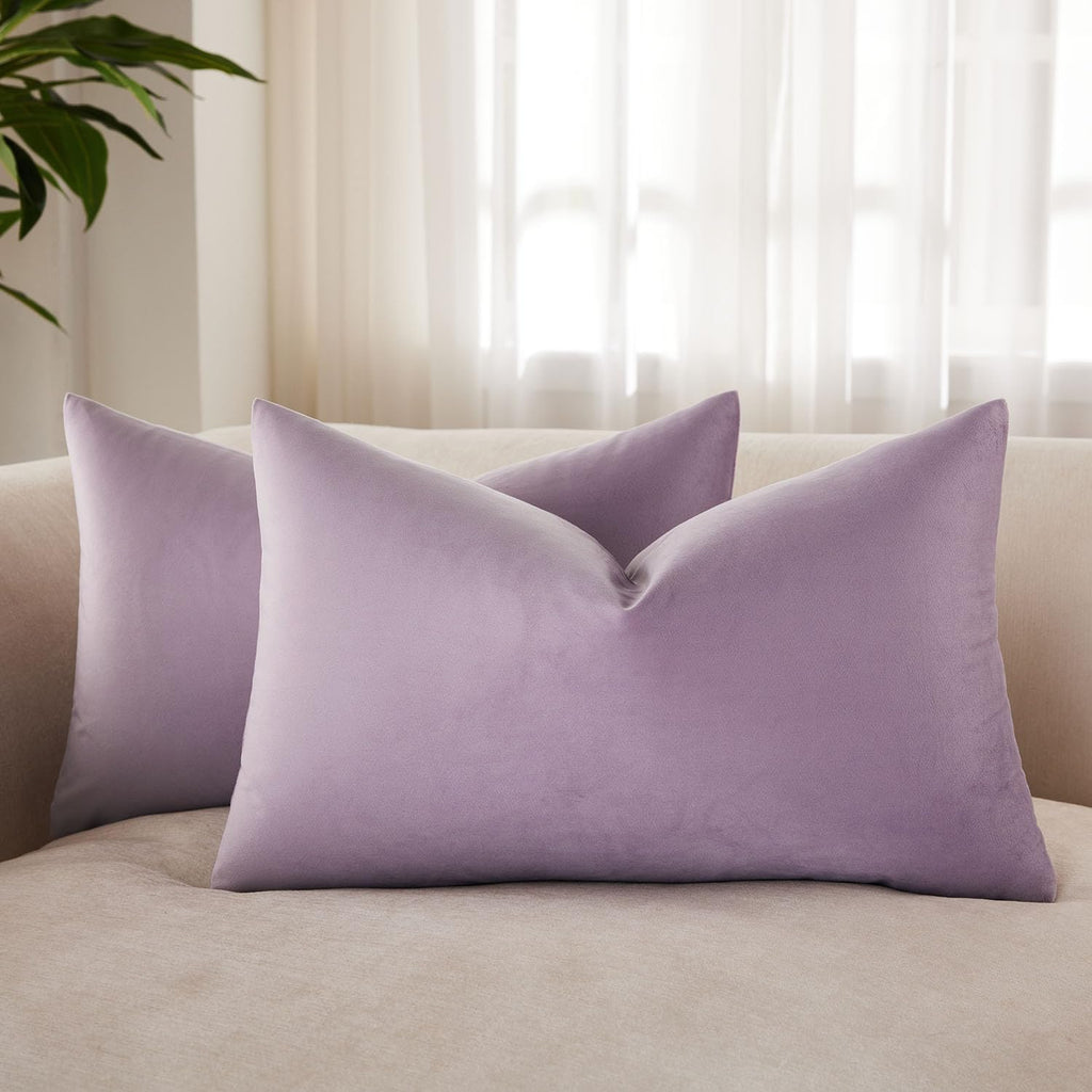 Velvet Throw Pillow Covers 18x18 for Couch Bed Sofa,Eggplant Purple