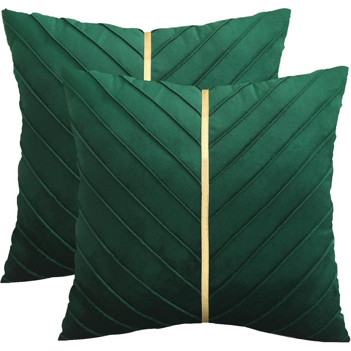 Velvet Throw Pillow Covers 18x18 Pack of 2 Gold Decor Olive Green
