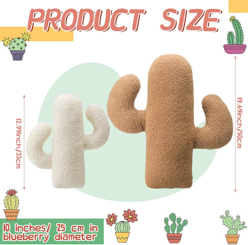 Beeveer 2 Pcs Cactus Pillows Decorative 3D Shaped Pillow Cactus Hugging Gift Soft for Office Nap Seat Decor for Home Sofa Bed Office