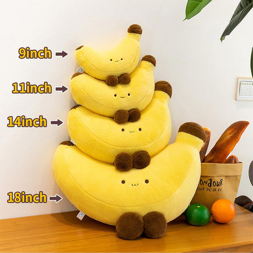 Banana Pillow,Soft Banana Shaped Decorative Throw Pillows with Foot,Cute Yellow Fruit Pillow for Bed,Chair,Sofa,Desk (Yellow-18inch)