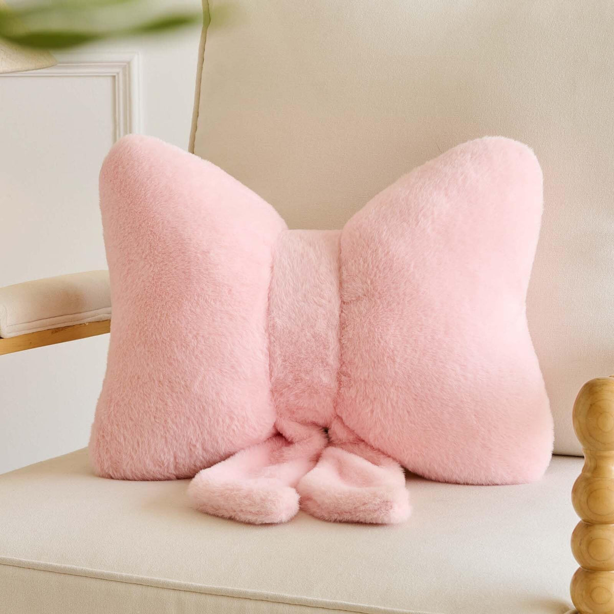 Lfsaaj Bowknot Pillow Pink Cute Bow Decorative Throw Pillows 12" Aesthetic Home Decor Bow Cushions Butterfly Knot Plush Pillow for Bedroom Couch
