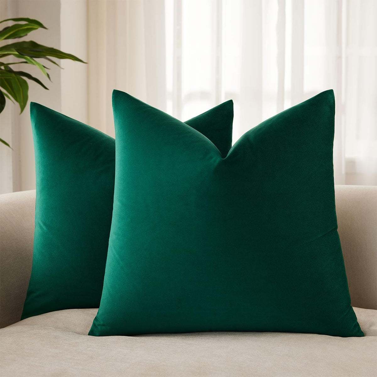 Velvet Throw Pillow Covers 18x18 for Couch Bed Sofa,Eggplant Purple