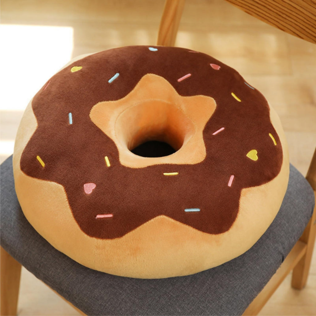 OUKEYI 38cm Donut Plush Pillow, Round Throw Pillow Donut Cushion Soft Plushie Shaped Pillow for Floor Chair Sofa Office Living Room Decoration Gifts (Pink)