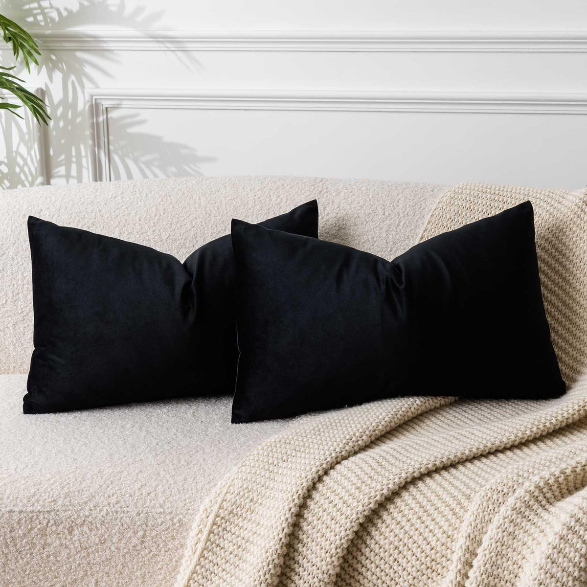 Velvet Throw Pillow Covers 18x18 for Couch Bed Sofa,Eggplant Purple
