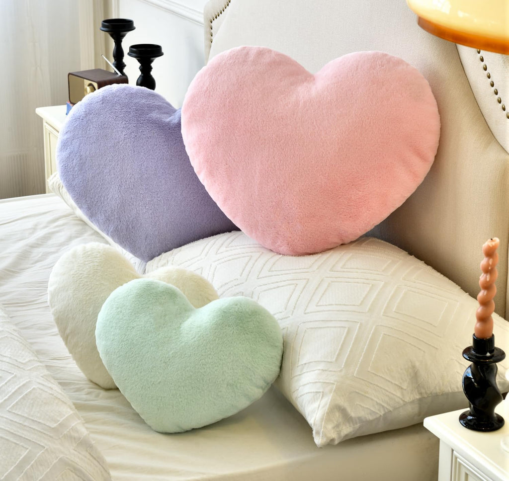 Petrella Purple Throw Pillows, Cute Decorative Heart Pillow 13 x 10 in