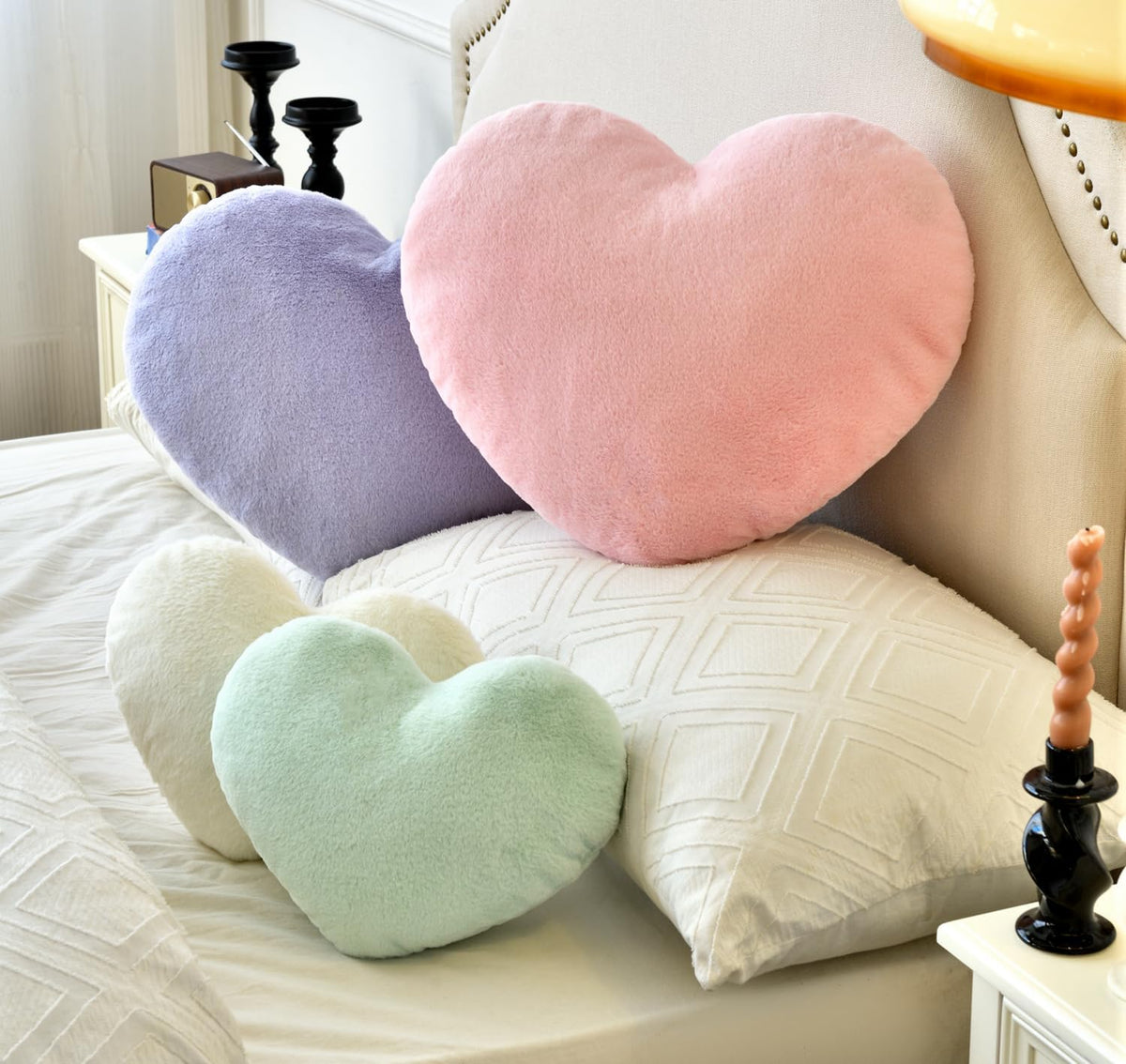 Petrella Purple Throw Pillows, Cute Decorative Heart Pillow 13 x 10 in