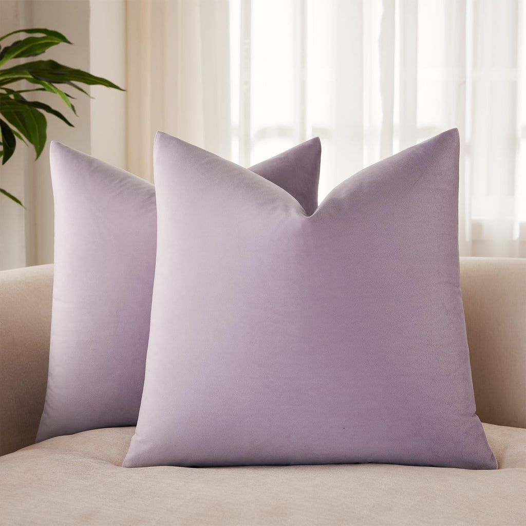 Velvet Throw Pillow Covers 18x18 for Couch Bed Sofa,Eggplant Purple