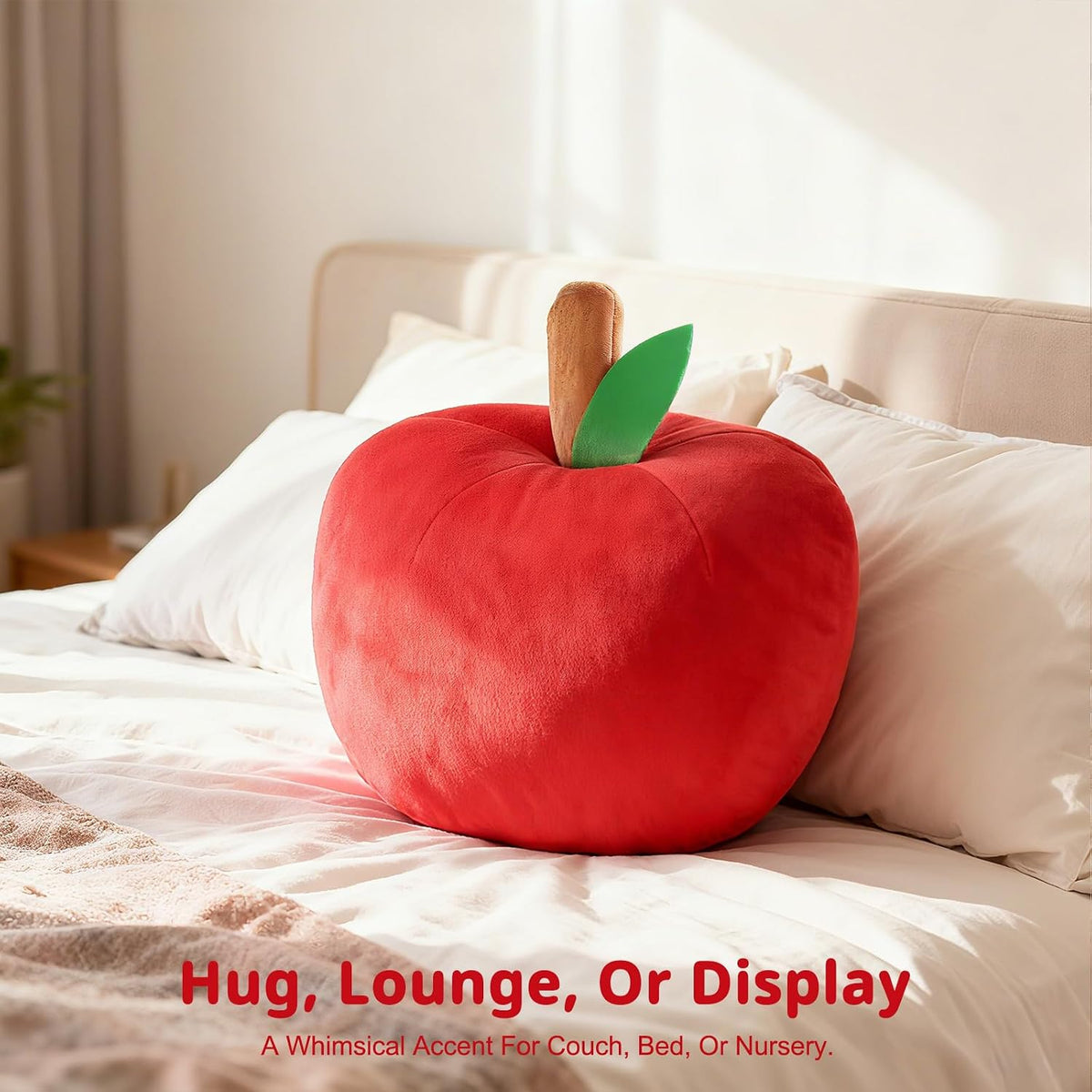 LANPU Cute Apple Shaped Plush Pillow – Soft Fruit Cushion for Couch