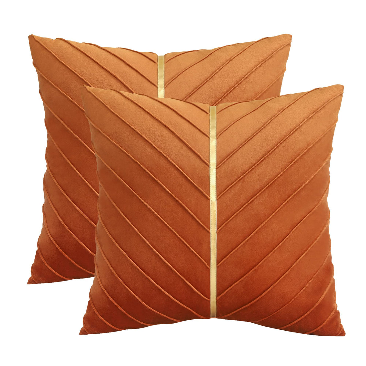 Velvet Throw Pillow Covers 18x18 Pack of 2 Gold Decor Olive Green