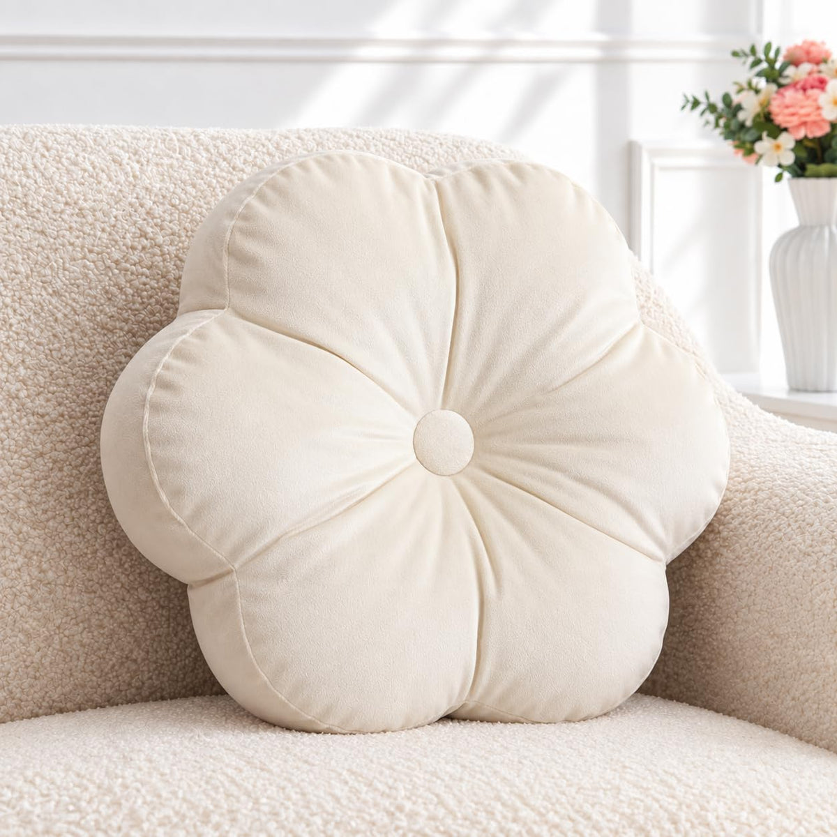 ARTMAGIC Flower Shaped Throw Pillow Velvet Cute Decorative Throw Pillows