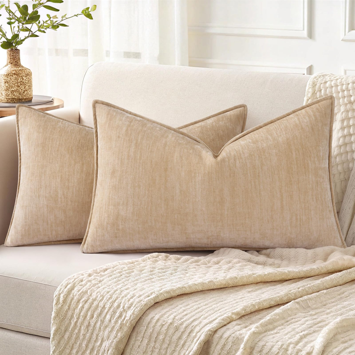 decorUhome Chenille Ultimate Gray Throw Pillow Covers 18x18 Set of 2