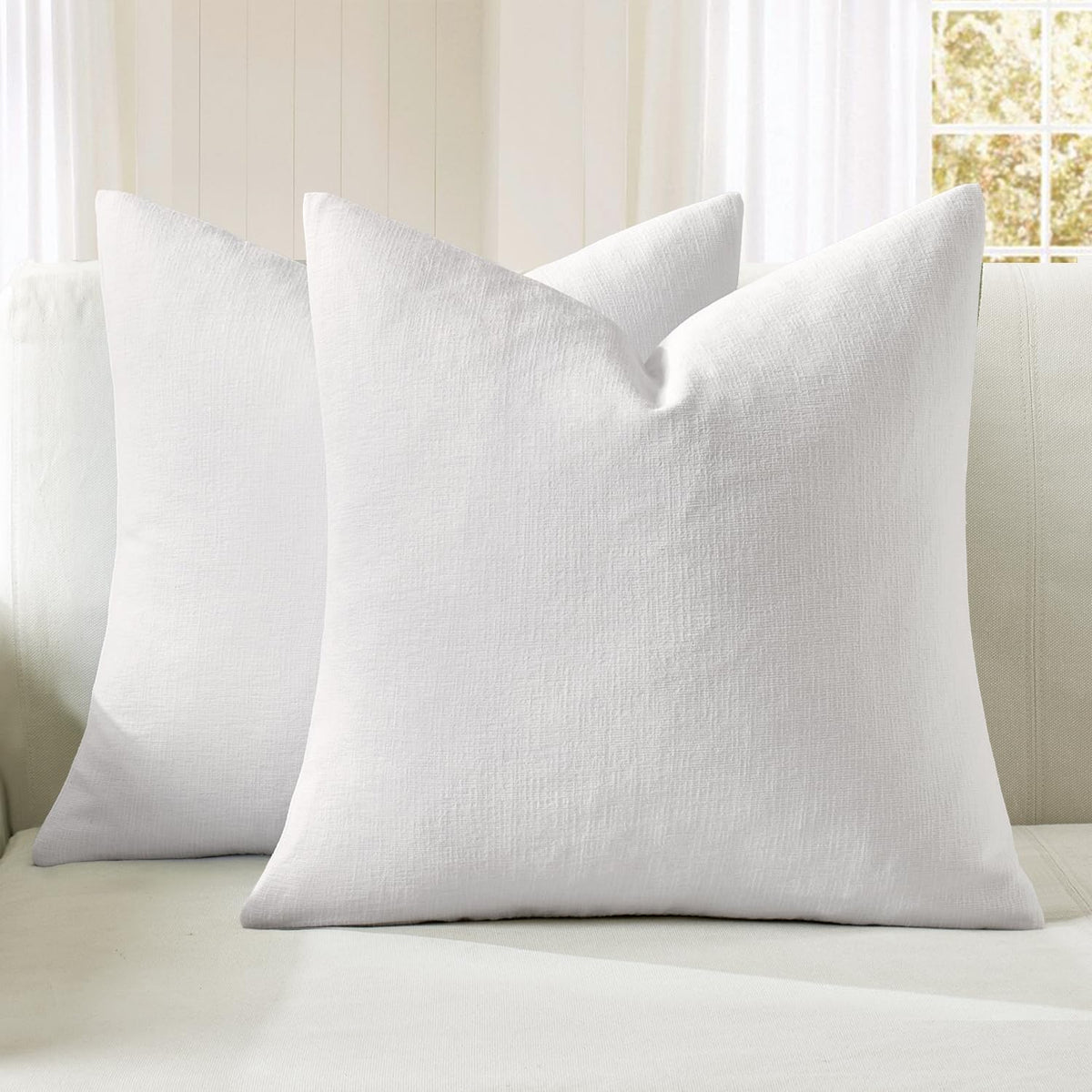 MIULEE Sage Green Chenille Couch Throw Pillow Covers, 18x18