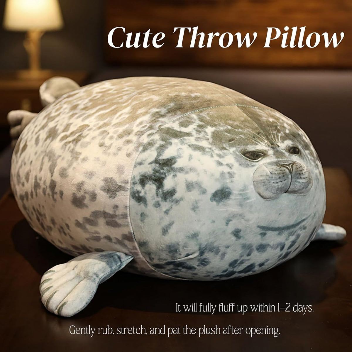 1 Piece Sea Lion Shaped Plush Throw Pillow Grey Chair Cushion Cute Pillows King Size Couch Pillow Funny Decorative Bed Pillows Fashion Seating Cushions with Bedroom Decoration (Grey, 60cm-730g)