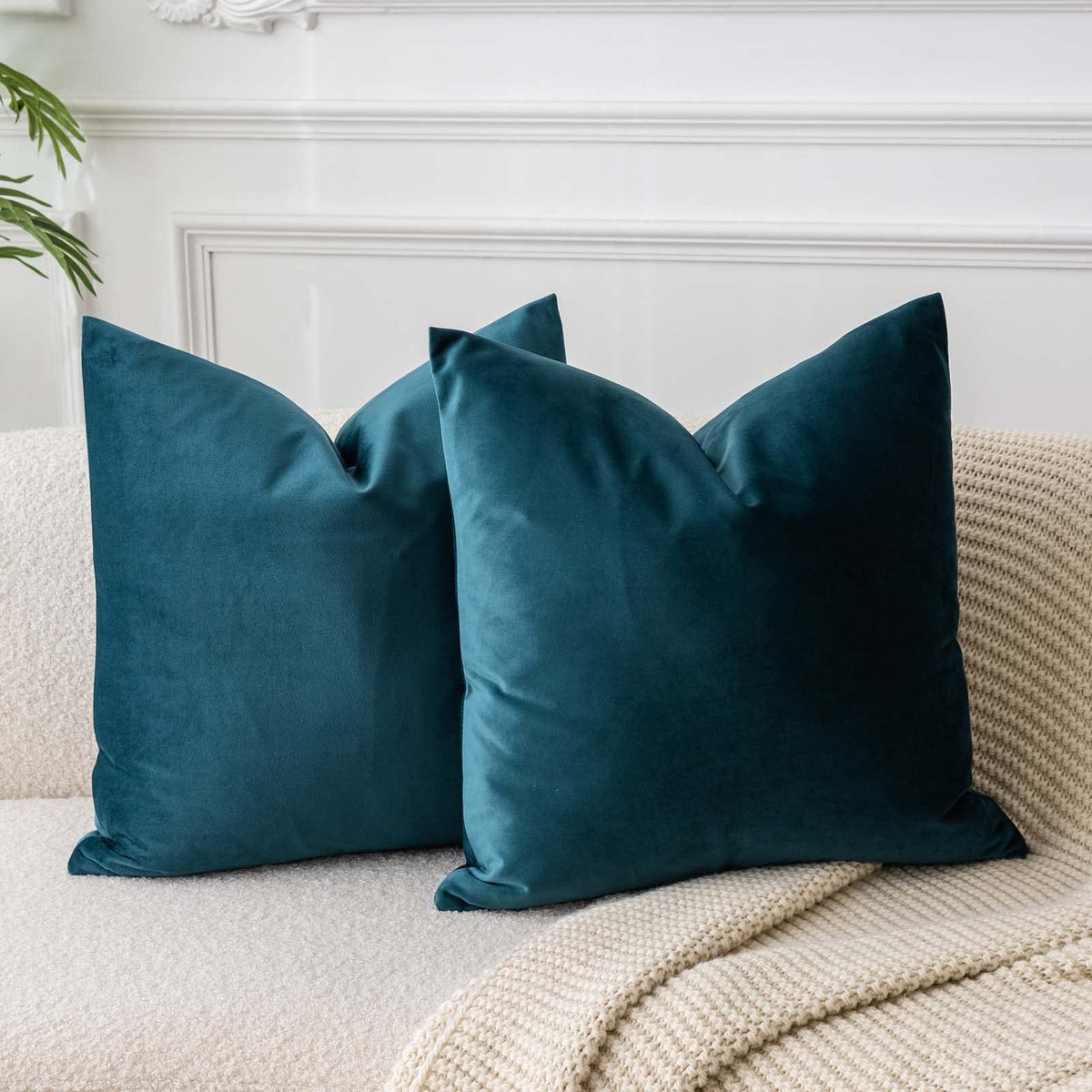 Velvet Throw Pillow Covers 18x18 for Couch Bed Sofa,Eggplant Purple