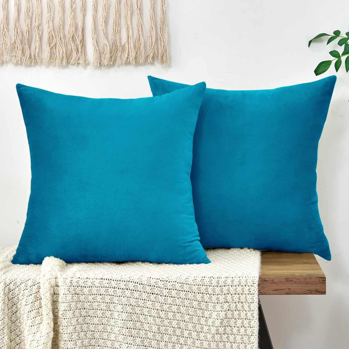 Throw Pillow Covers Rust Set of 2 18x18 Inch Pillow Covers, Soft Velvet Fall Decorative Cases for Couch Sofa Bed, Home Boho Decor, Modern Farmhouse Cushion Covers