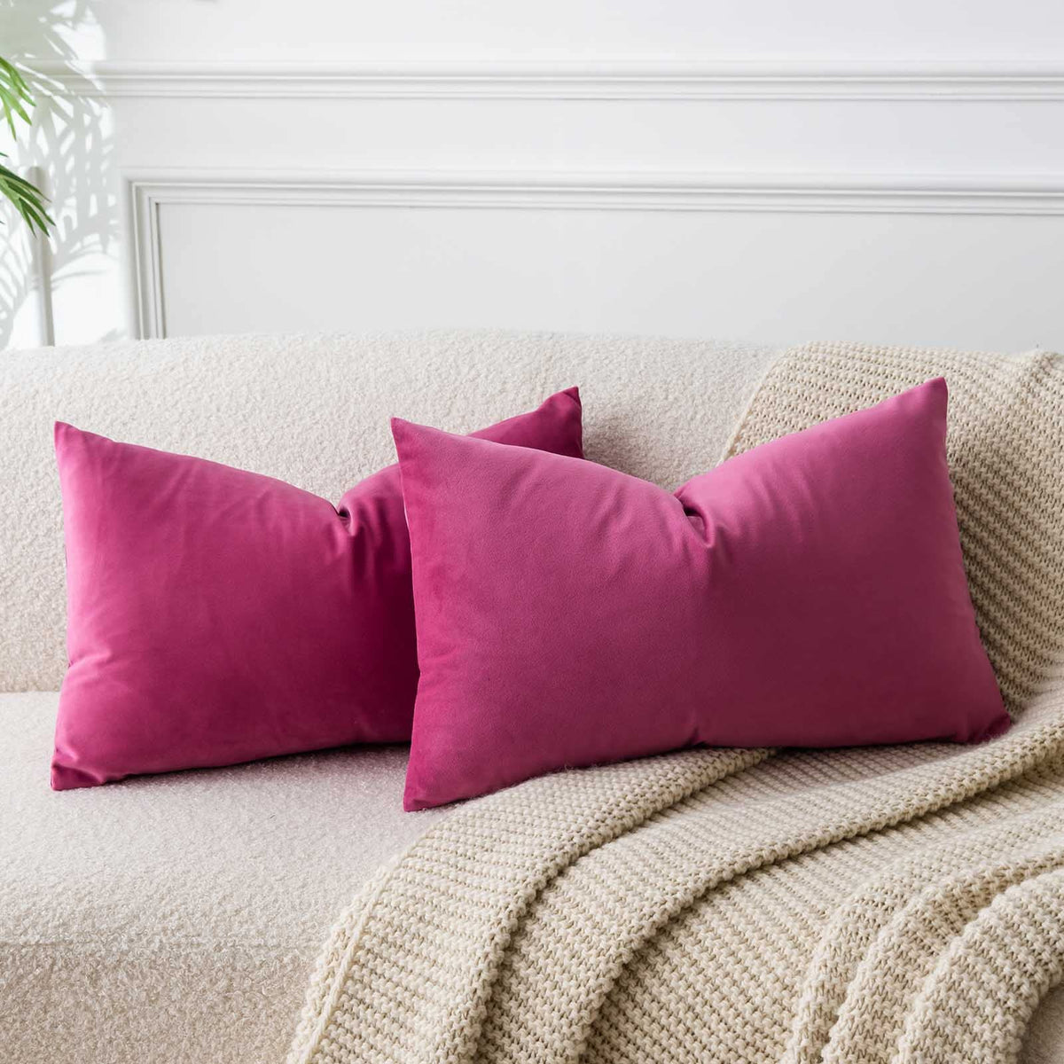 Velvet Throw Pillow Covers 18x18 for Couch Bed Sofa,Eggplant Purple