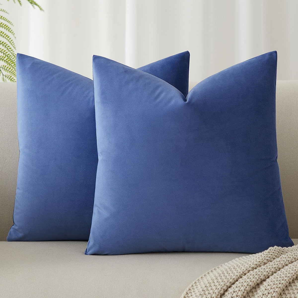 Velvet Throw Pillow Covers 18x18 for Couch Bed Sofa,Eggplant Purple