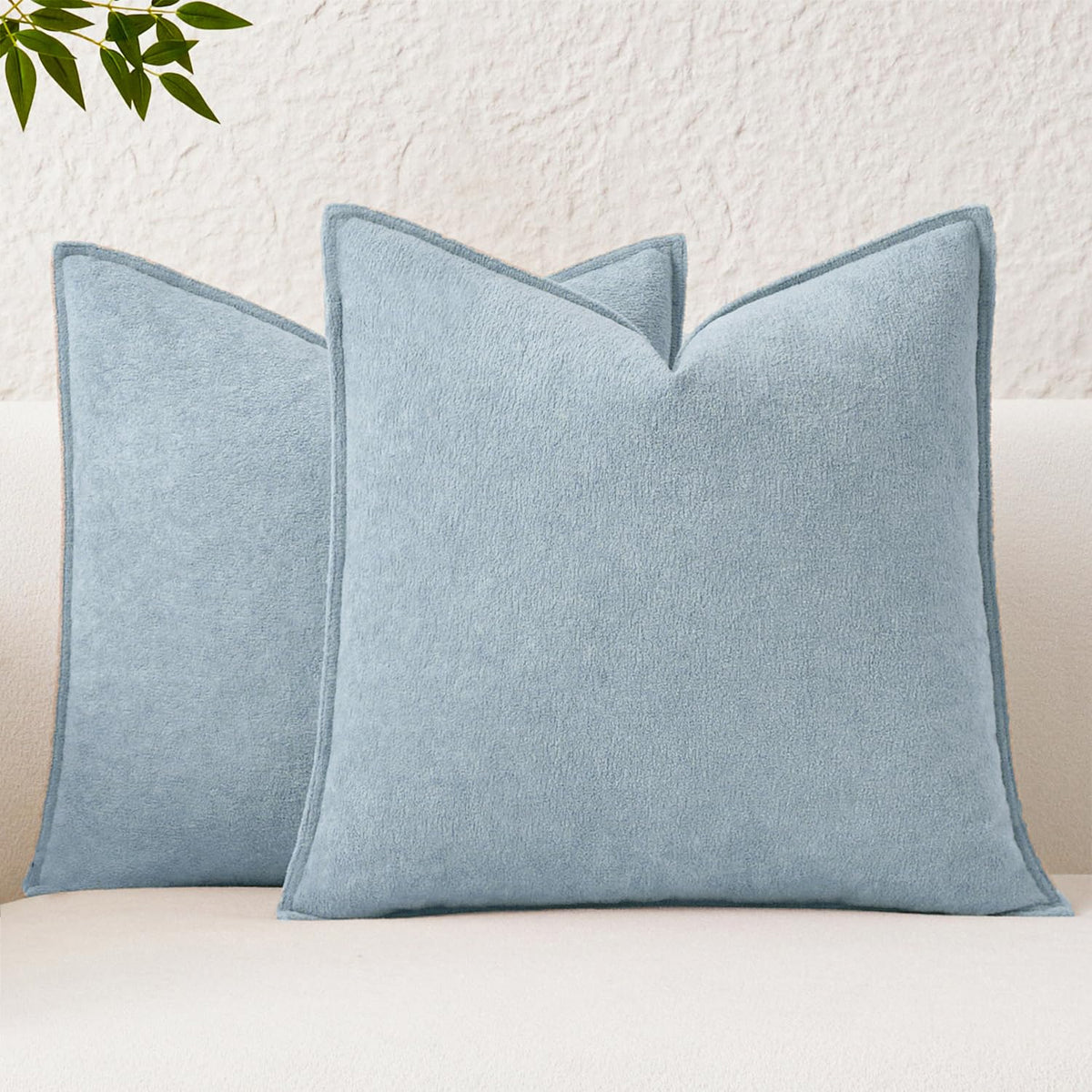 Kevin Textile Soft Waterproof Pillow Covers 20x20 Inch 2 Pack, Moss Green