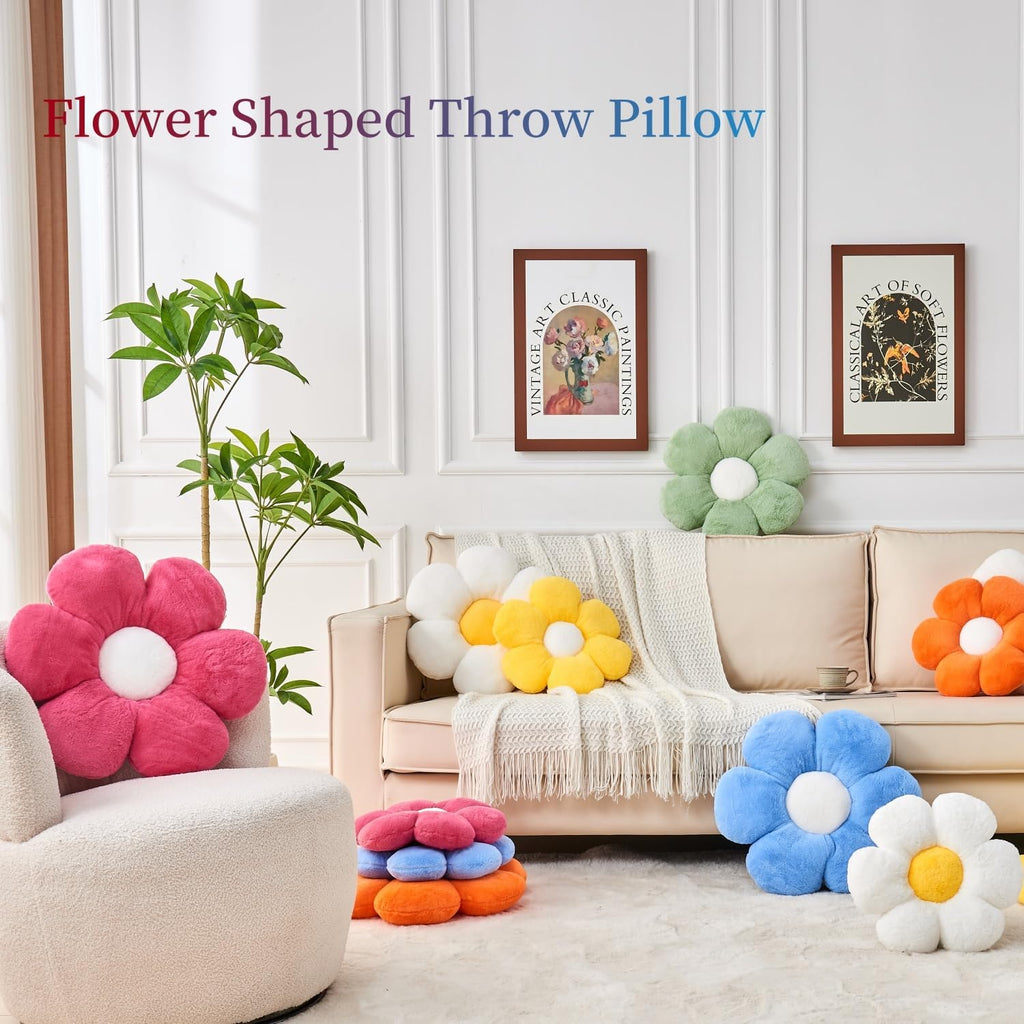 Flower Pillow,19.6In Daisy Pillow Blue Throw Pillows