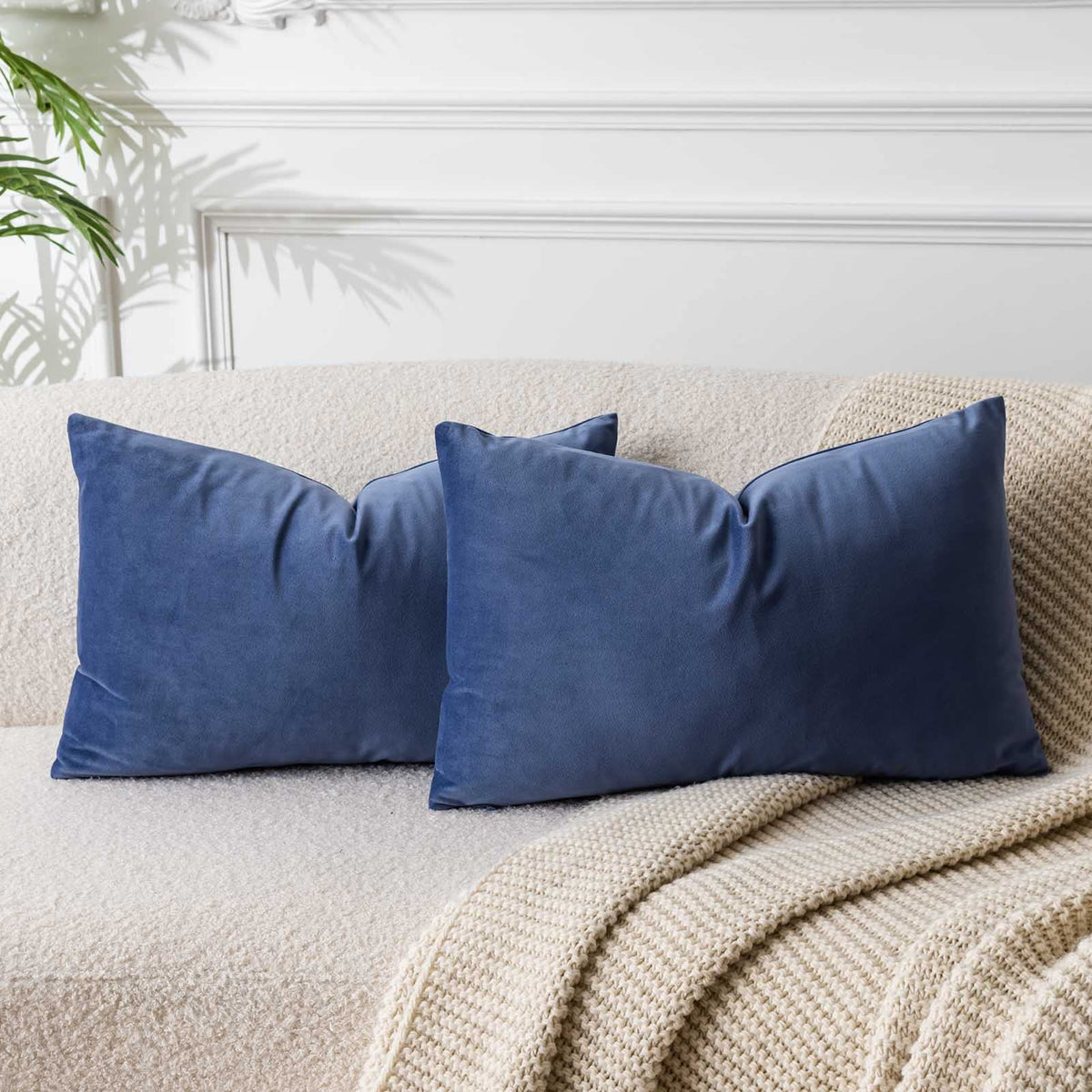 Velvet Throw Pillow Covers 18x18 for Couch Bed Sofa,Eggplant Purple