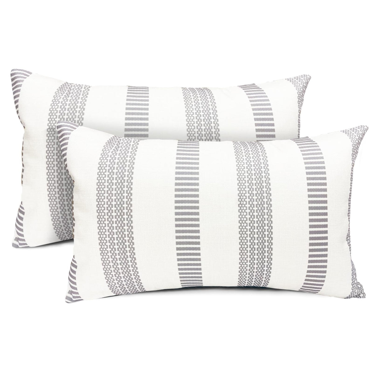 Farmhouse Boho Striped Throw Pillow Covers 18x18 inch Set of 2 Navy Blue