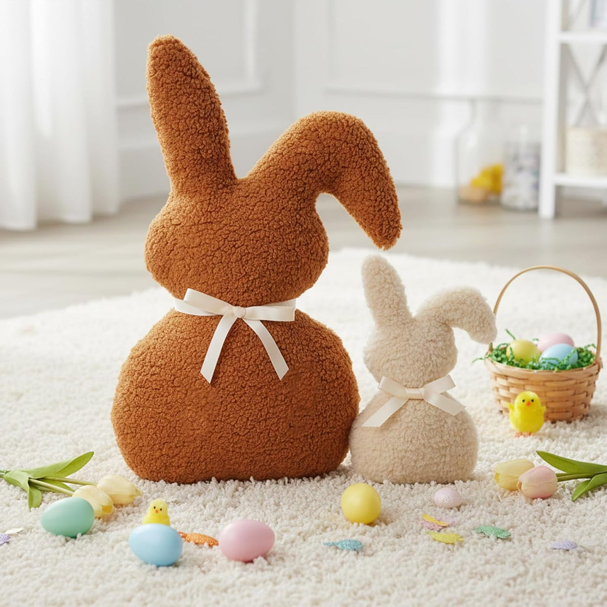 2Pcs Easter Bunny Pillow Bunny Shaped Pillows Easter Decor Gifts Home Sofa Decor Gift for Adults