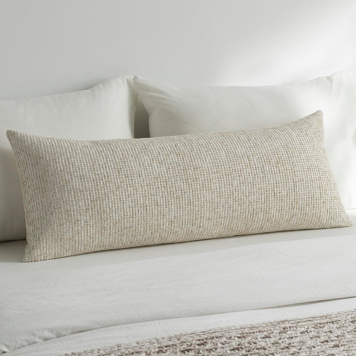 Pack of 2 Neutral Throw Pillow Covers 18x18 Boho Textured Dots Stripe Chenille Square Decorative Pillow Cases Accents for Living Room Couch Bed Farmhouse Home Decor, Taupe