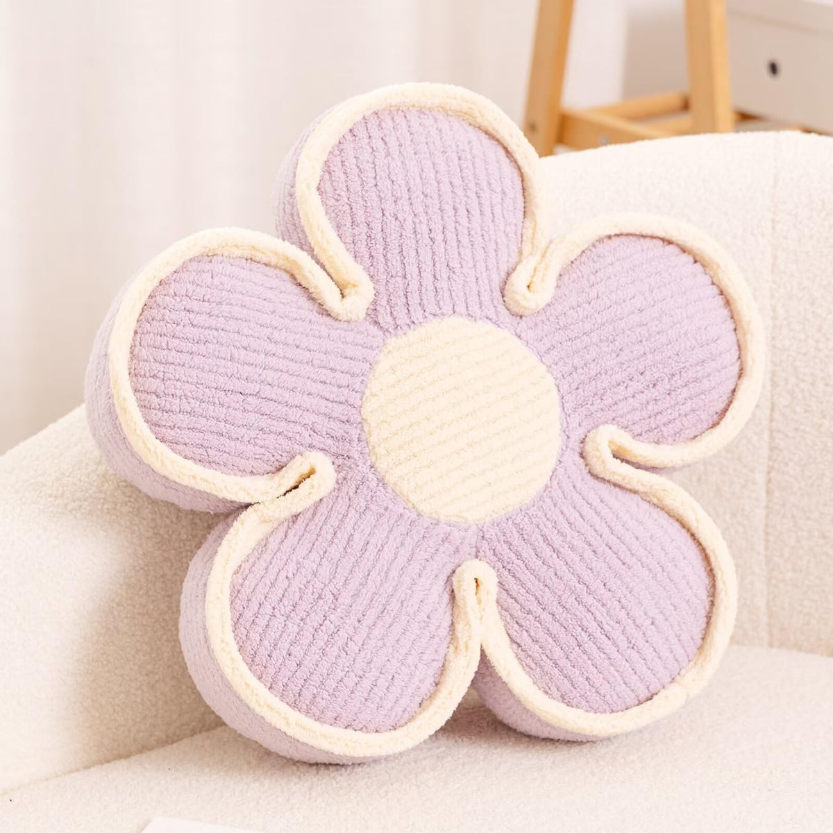 Kcvvcr Flower Pillow, Soft Shaped Floor Cushion, Decorative Throw Pillow, Seating Cushion, Plush Room Decor Pillows for Sofa Couch Bed (13.7 Inch, Ivory)