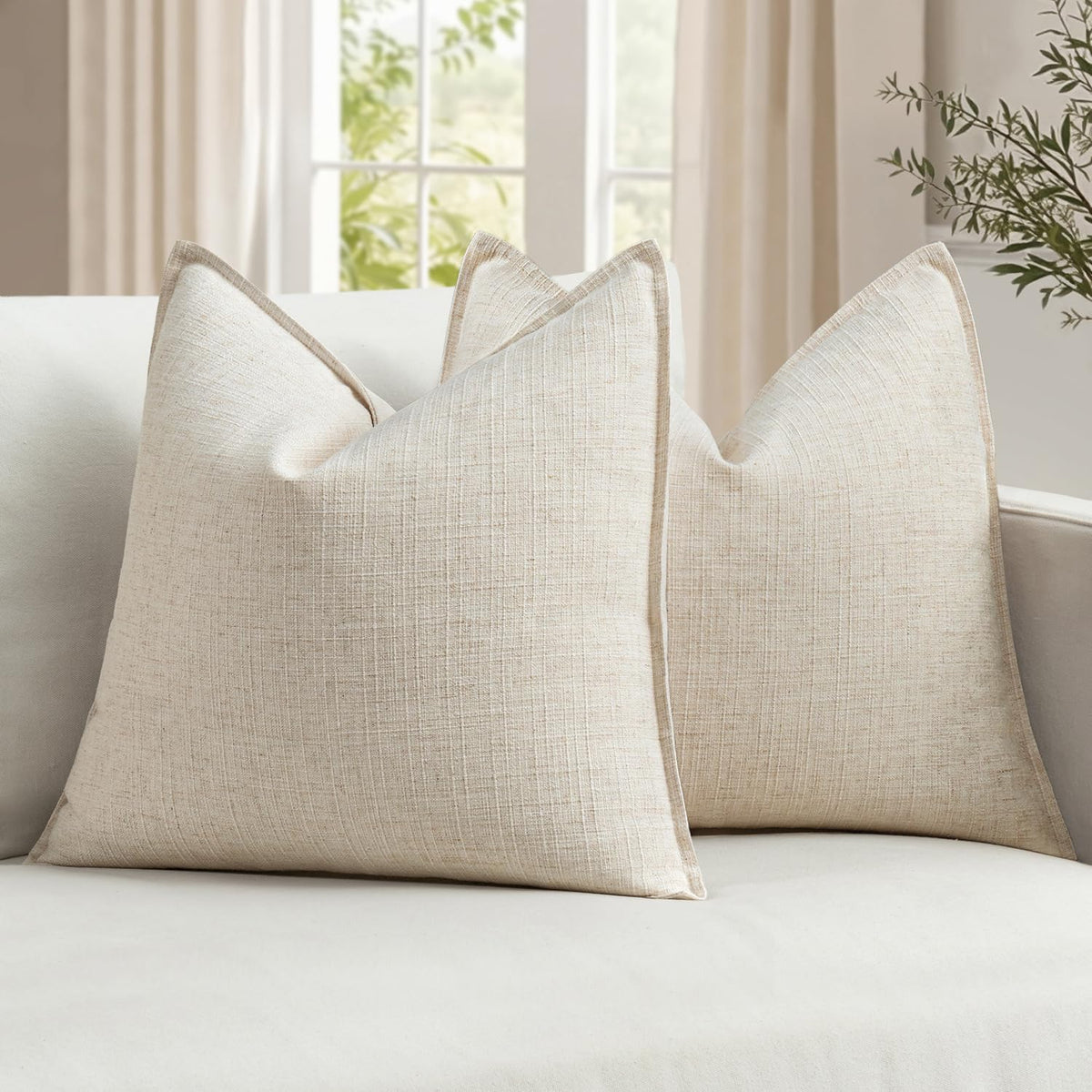 MIULEE Thick Textured Navy Blue Decorative Throw Pillow Covers 18x18 Inch